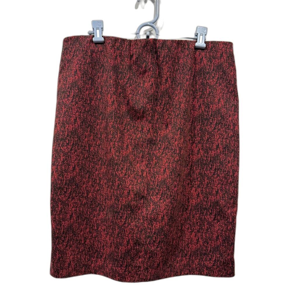 Olivia & Grace Stretch Pencil Skirt Women sz XL Black Red Abstract Print Office